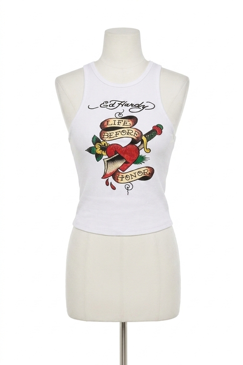 Ed Hardy | Tops | New Ed Hardy Heart Sword Tank Top In White